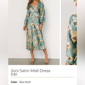 NWT Baltic Born Joni Satin midi dress
